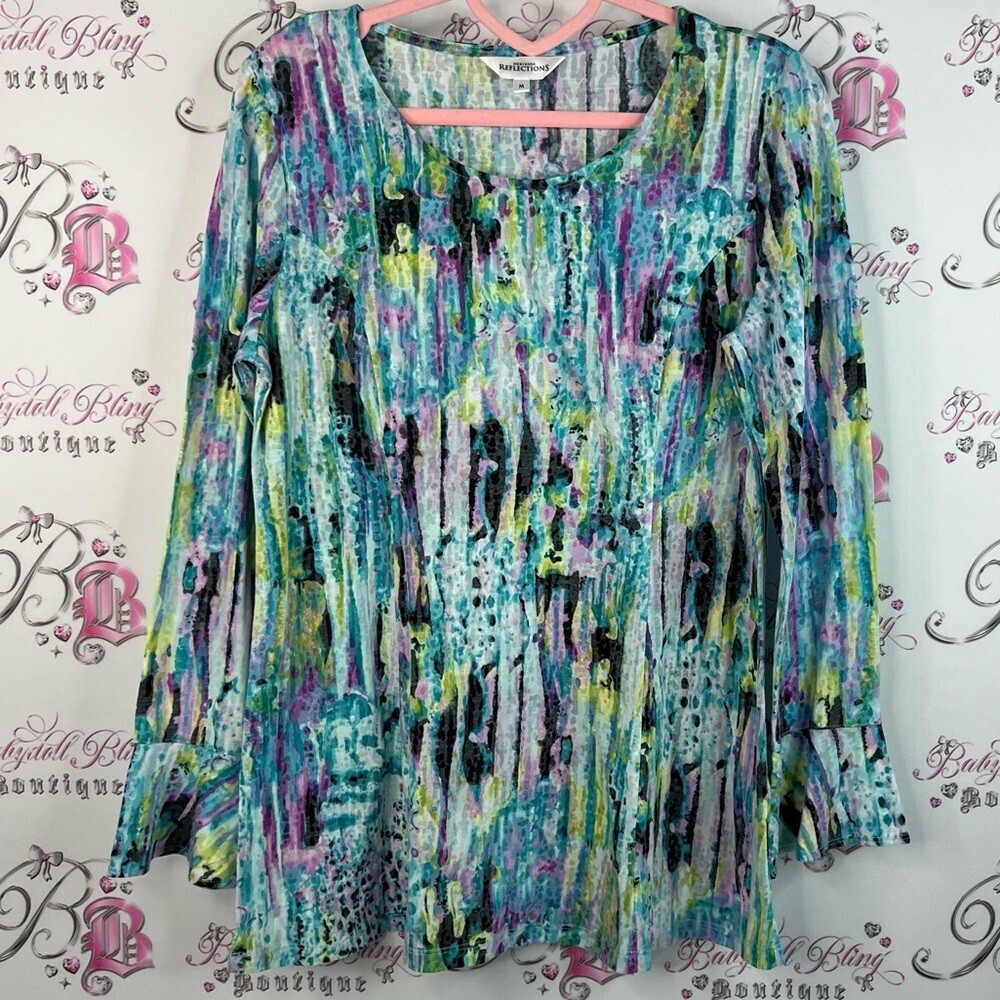 Northern Reflections long sleeve blouse paint style Multicolor Abstract Blouse